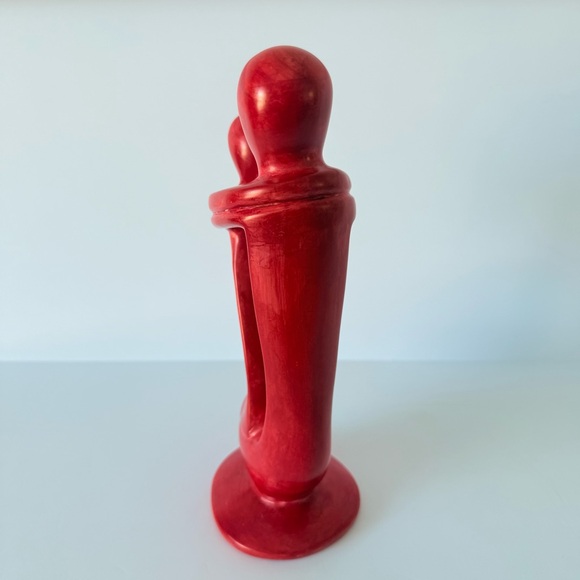 Modern Abstract Couple Art Soapstone Sculpture Red 10.5” Valentine’s Love Decor - Picture 5 of 12